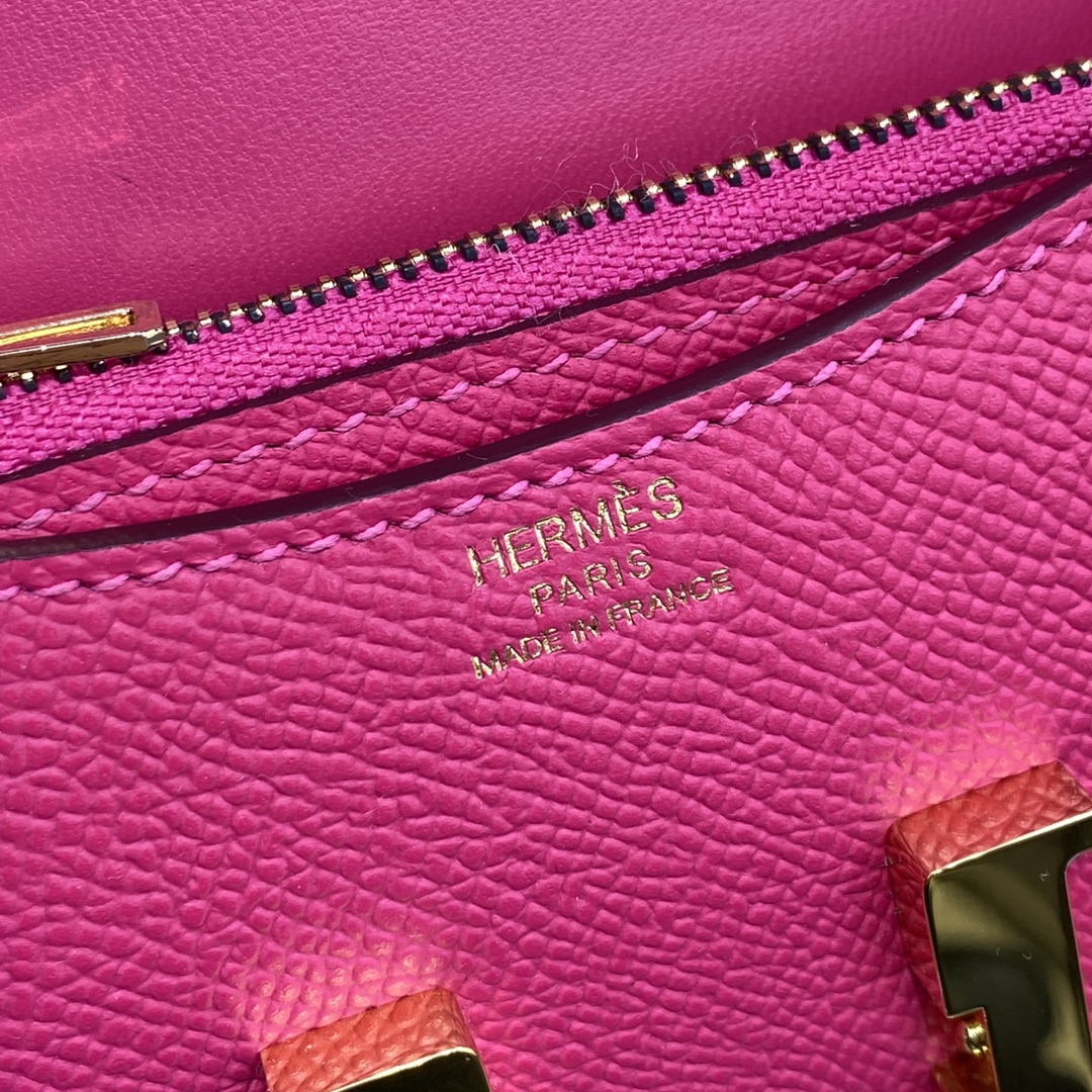 Hermes Constance Slim Wallet Belt Bag In Rose Red Epsom Leather